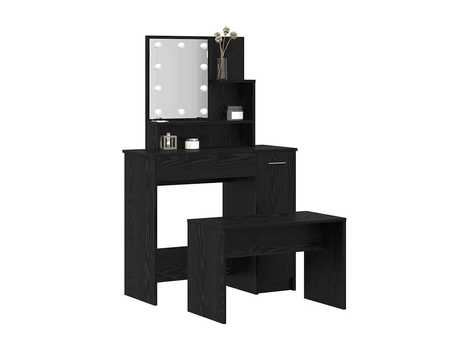 Ensemble de Coiffeuse avec tiroir Chêne noir 86.5 x 35 x 136 cm
