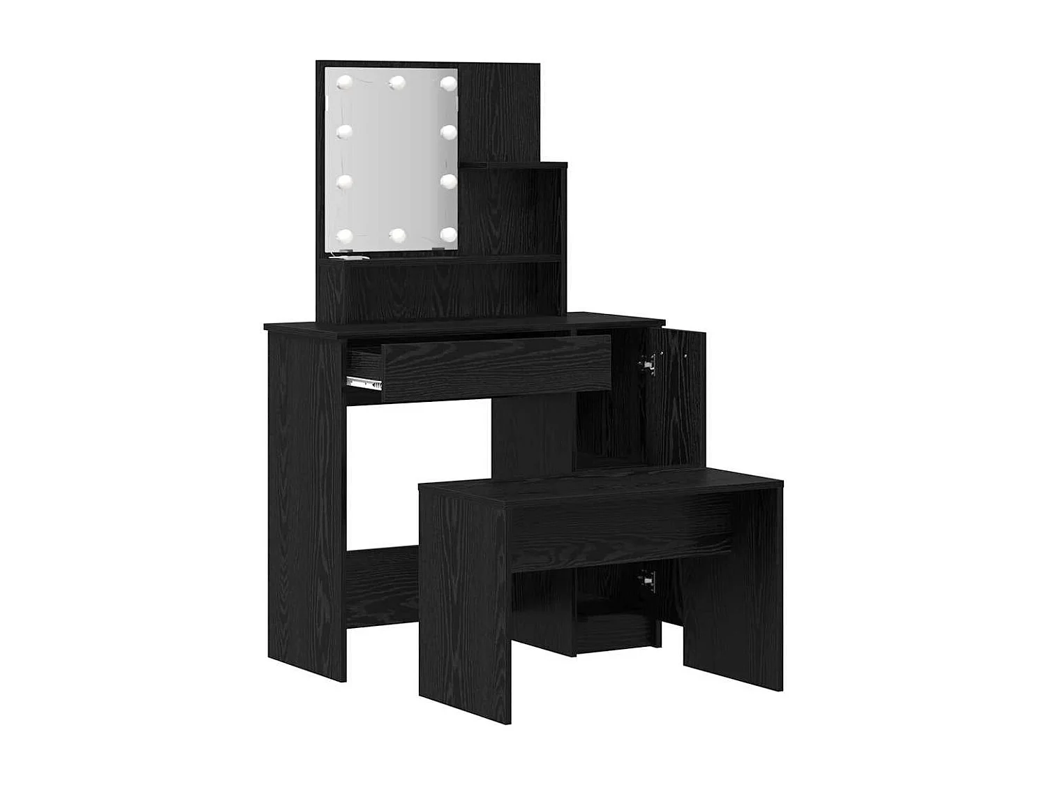 Ensemble de Coiffeuse avec tiroir Chêne noir 86.5 x 35 x 136 cm