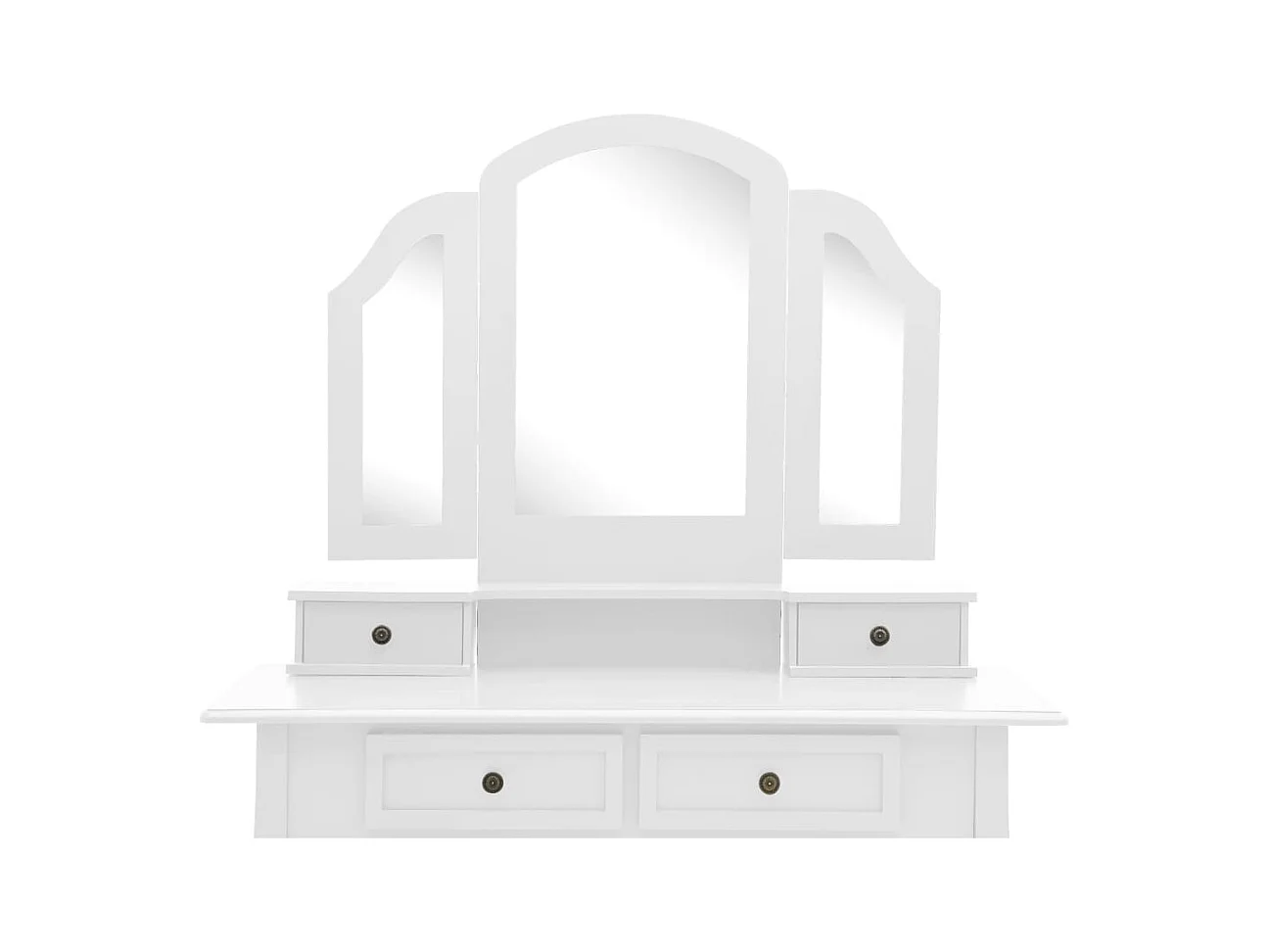 Kaptafel en kruk set Wit 100x40x146 cm Paulownia