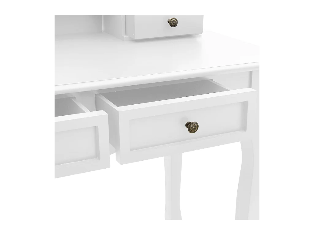 Kaptafel en kruk set Wit 100x40x146 cm Paulownia