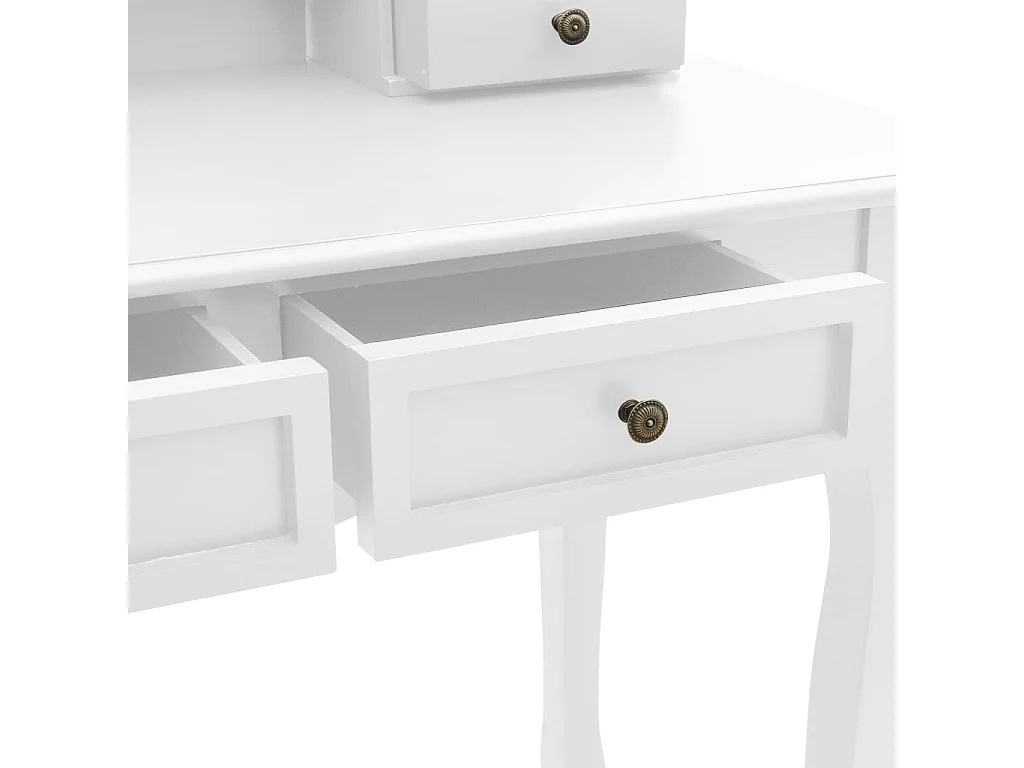 Conjunto de tocador y taburete Blanco 100x40x146 cm Paulownia