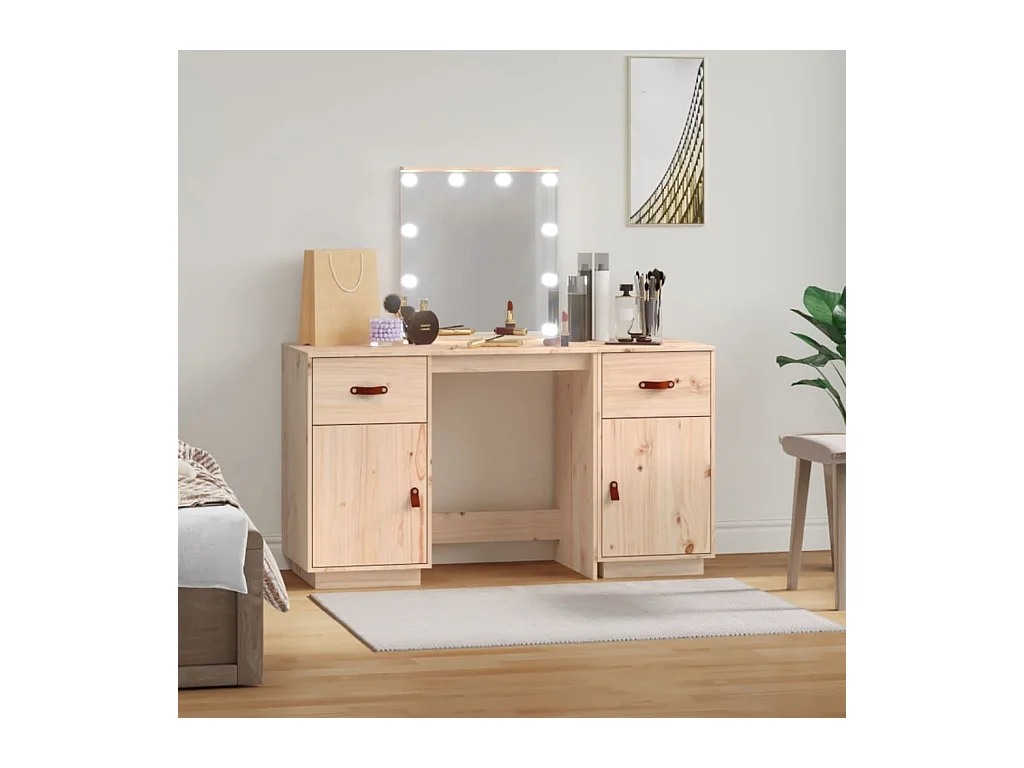 Ensemble de coiffeuse avec LED Bois de pin solide