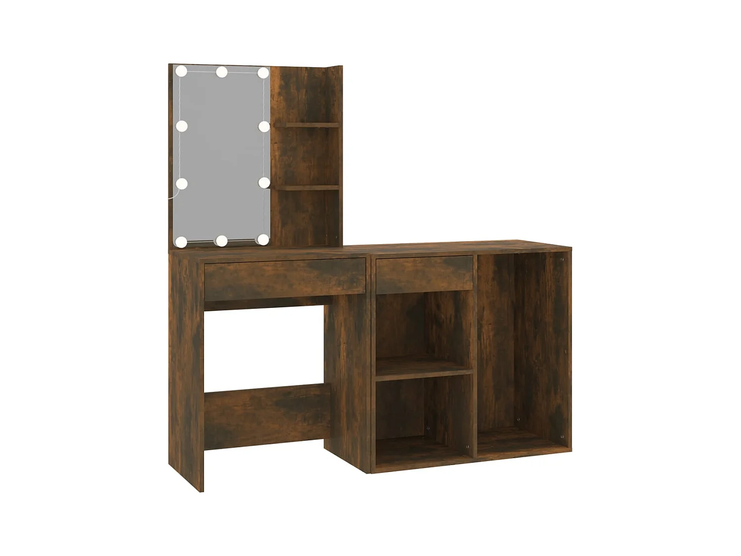 Tocador LED con mueble de madera de ingeniería de roble ahumado