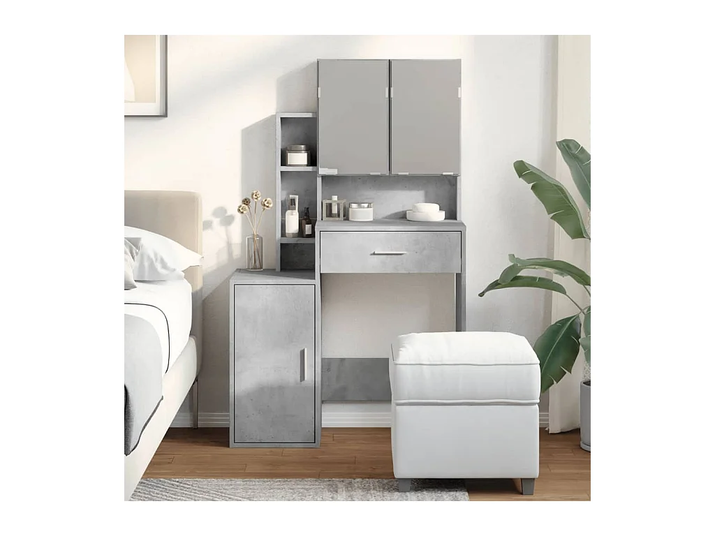 Kaptafel met kast betongrijs 80x35x132 cm