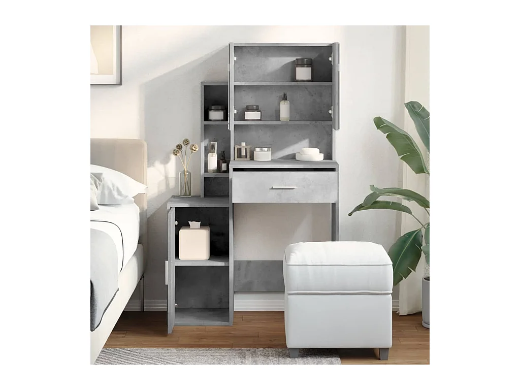 Kaptafel met kast betongrijs 80x35x132 cm