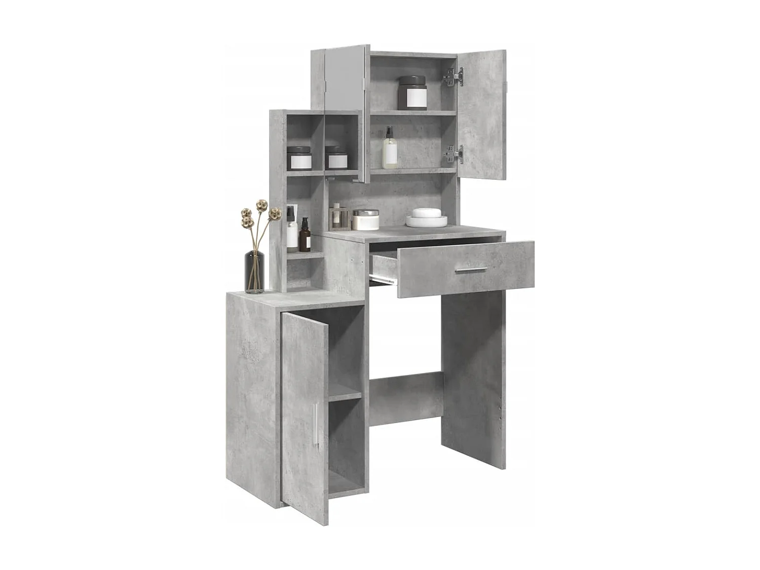 Tocador con mueble gris hormigón 80x35x132 cm