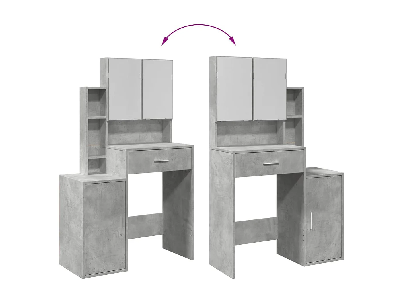 Tocador con mueble gris hormigón 80x35x132 cm