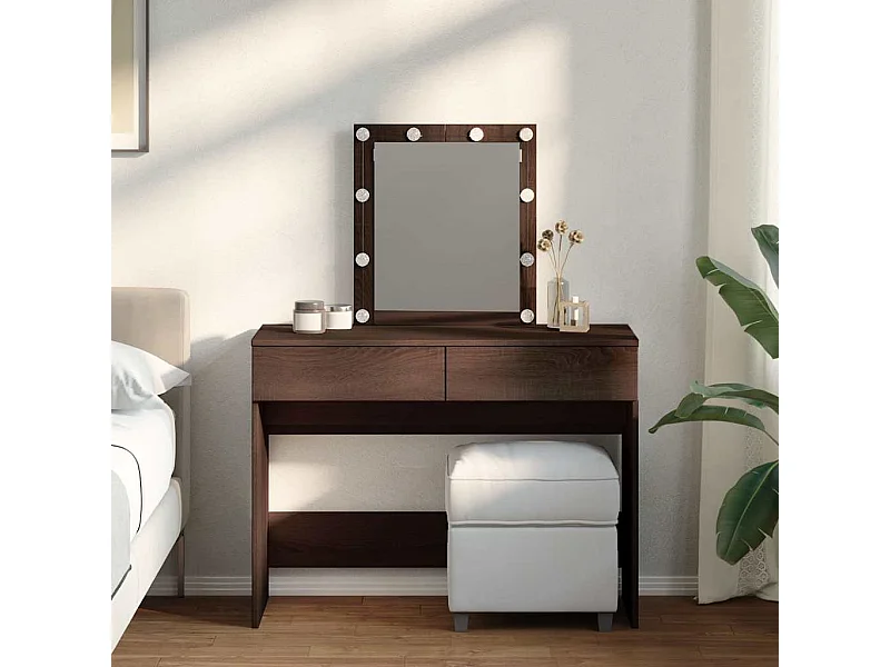 Kaptafel met LED bruin eiken 100x40x130 cm