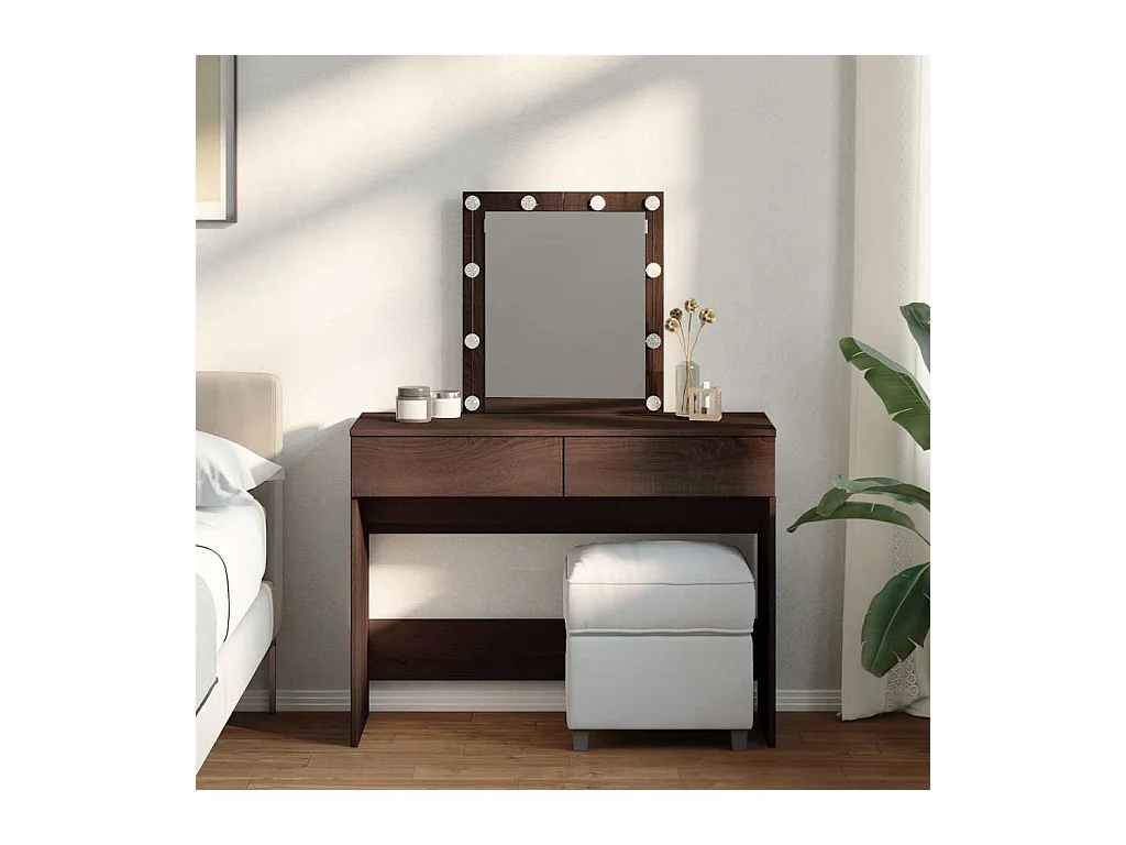 Kaptafel met LED bruin eiken 100x40x130 cm