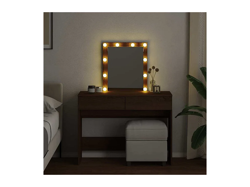 Kaptafel met LED bruin eiken 100x40x130 cm