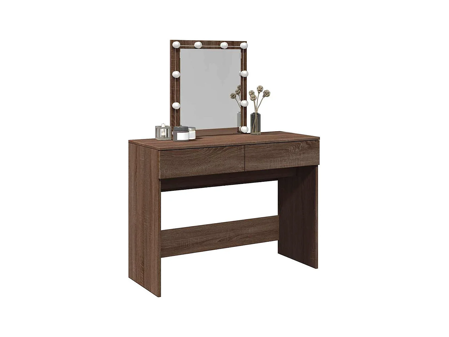 Kaptafel met LED bruin eiken 100x40x130 cm