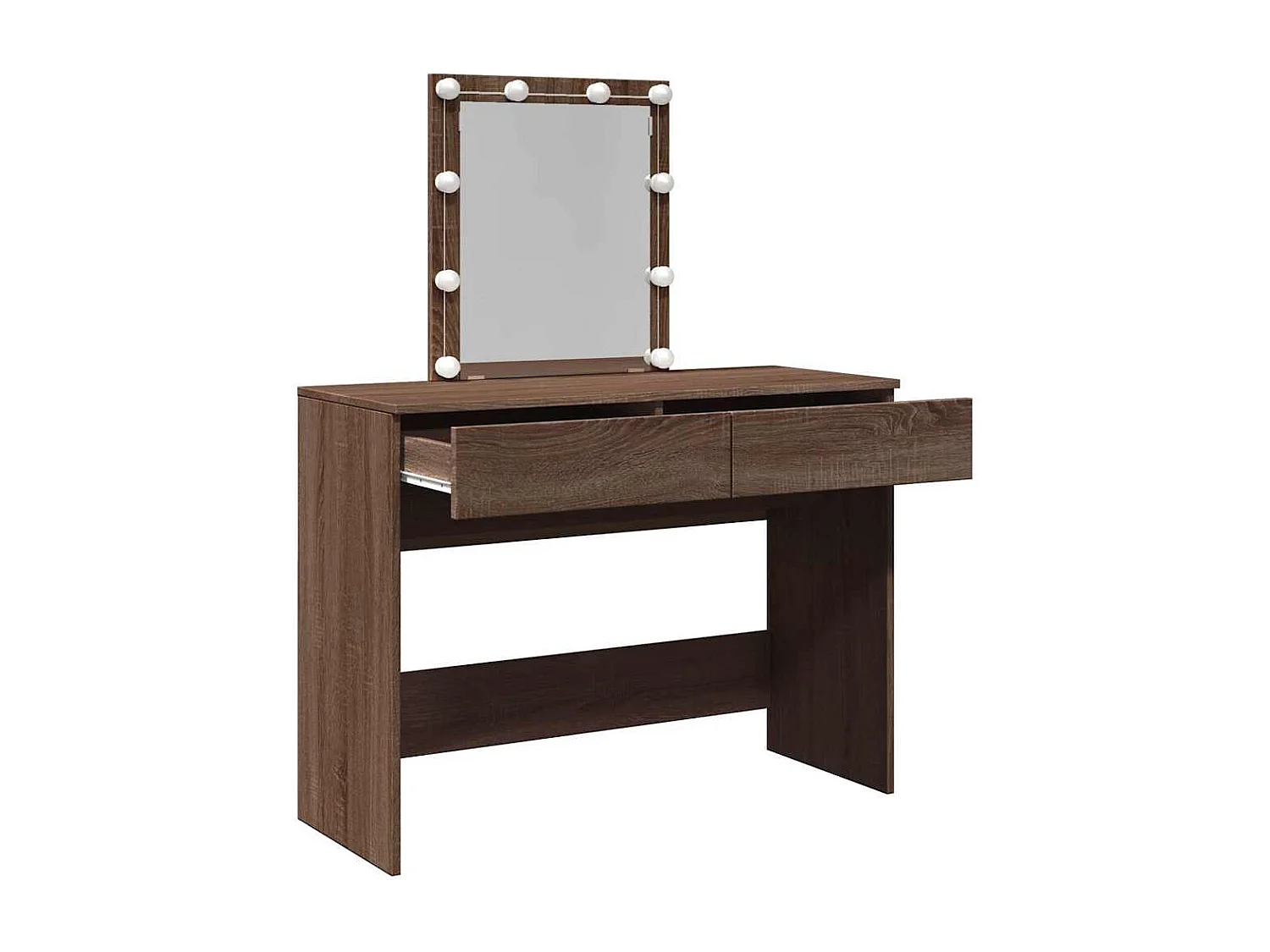 Kaptafel met LED bruin eiken 100x40x130 cm