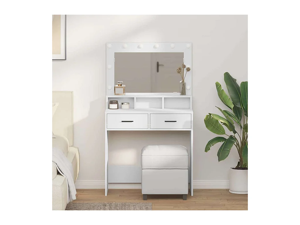 Coiffeuse avec tiroir Blanc 79 x 41 x 135 cm Bois d'ingénierie