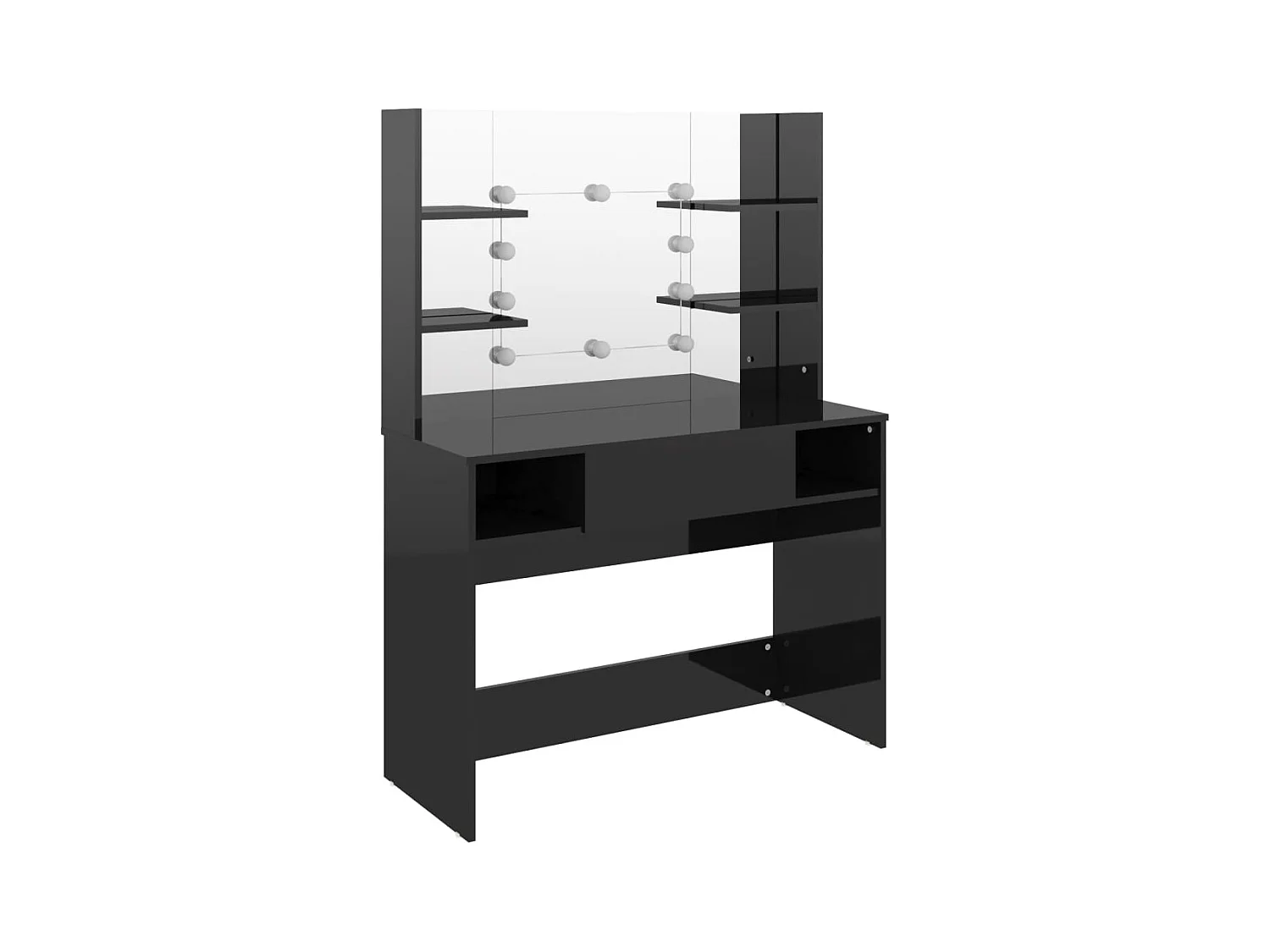 Mesa de maquillaje con iluminación LED MDF Negro brillante