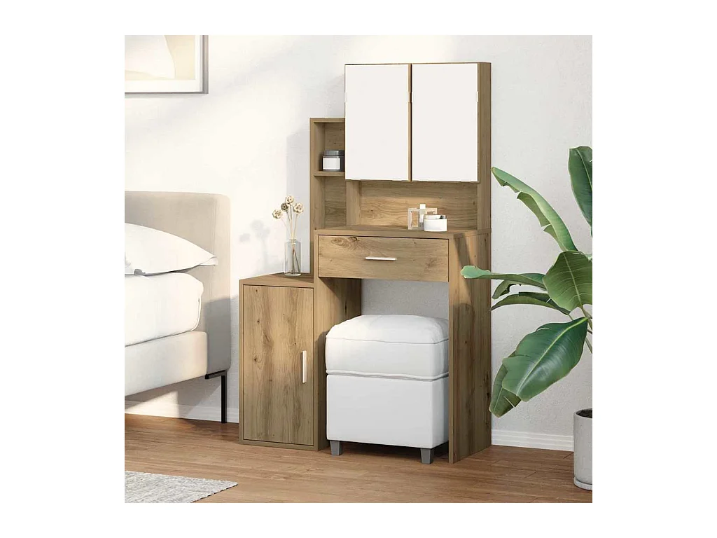 Coiffeuse chêne artisanal 80 x 35 x 132 cm Bois d'ingénierie