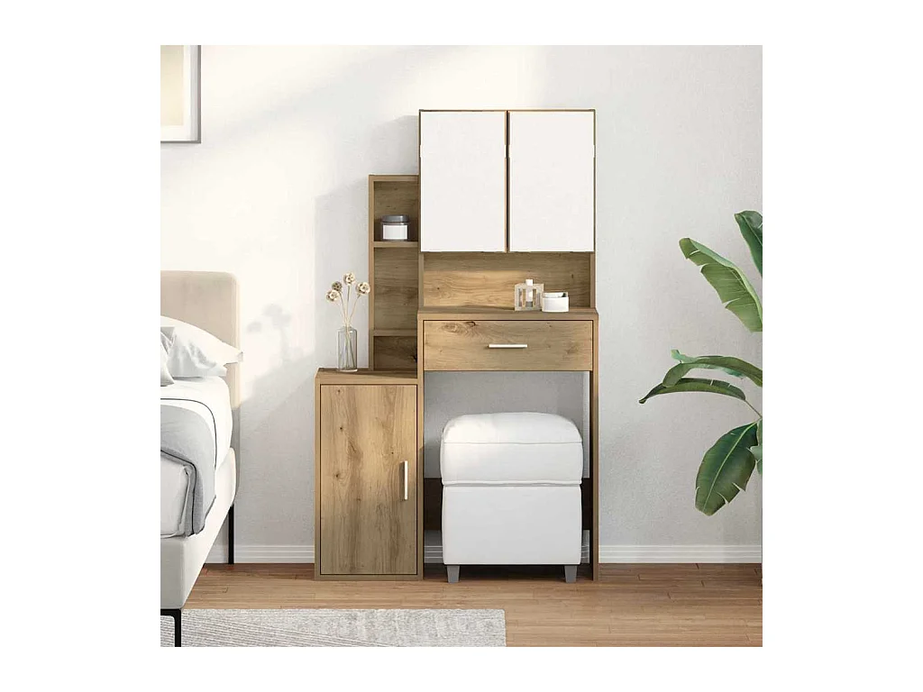 Handgefertigter Frisiertisch aus Eiche 80 x 35 x 132 cm Holzwerkstoff