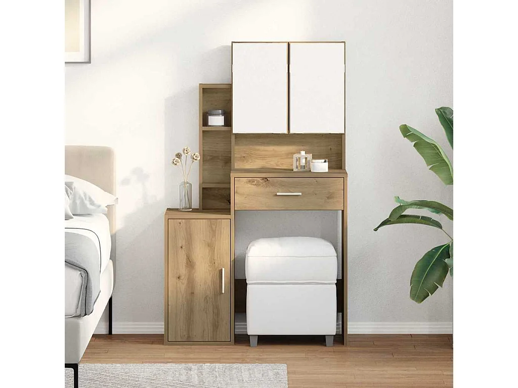 Coiffeuse chêne artisanal 80 x 35 x 132 cm Bois d'ingénierie