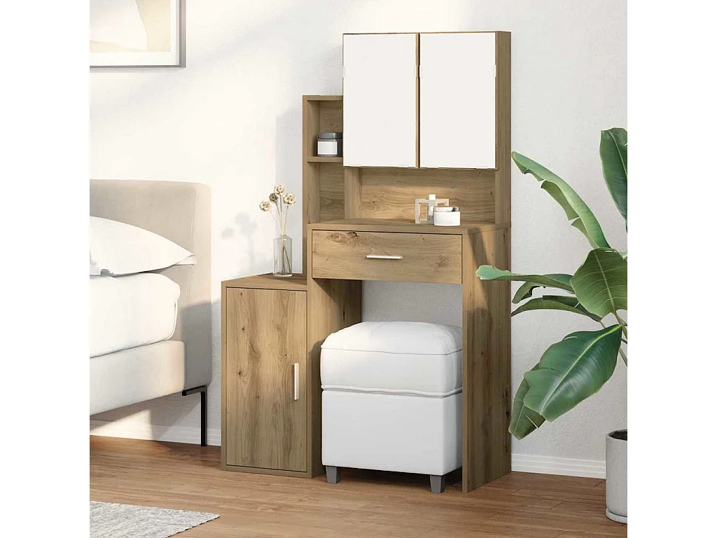 Coiffeuse chêne artisanal 80 x 35 x 132 cm Bois d'ingénierie