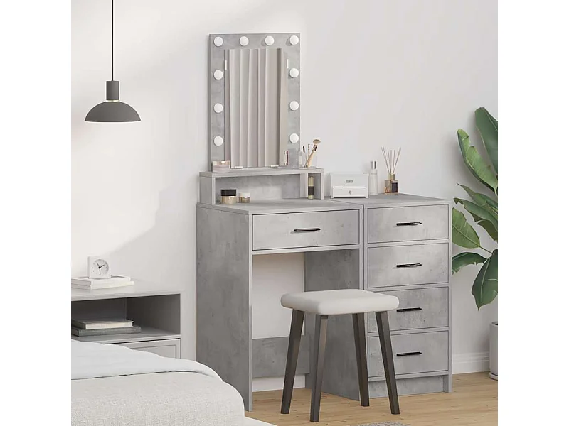 Grijze kaptafel 50 x 41 x 140 cm bewerkt hout