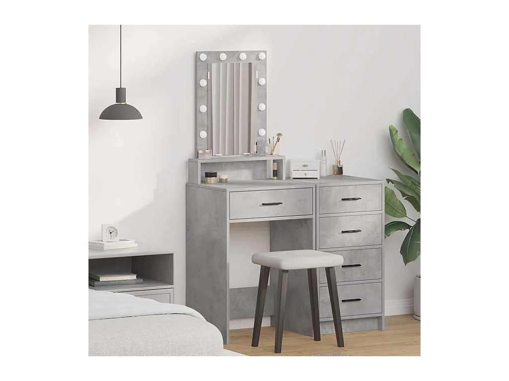 Grijze kaptafel 50 x 41 x 140 cm bewerkt hout