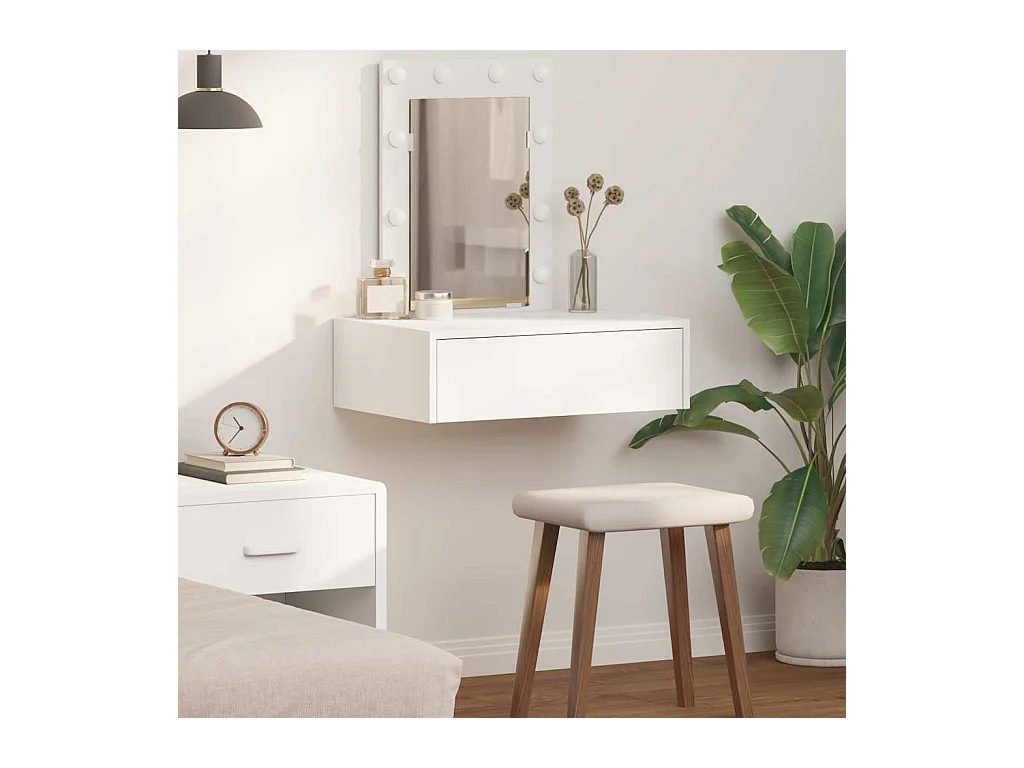 Witte kaptafel 60 x 40 x 70 cm van bewerkt hout