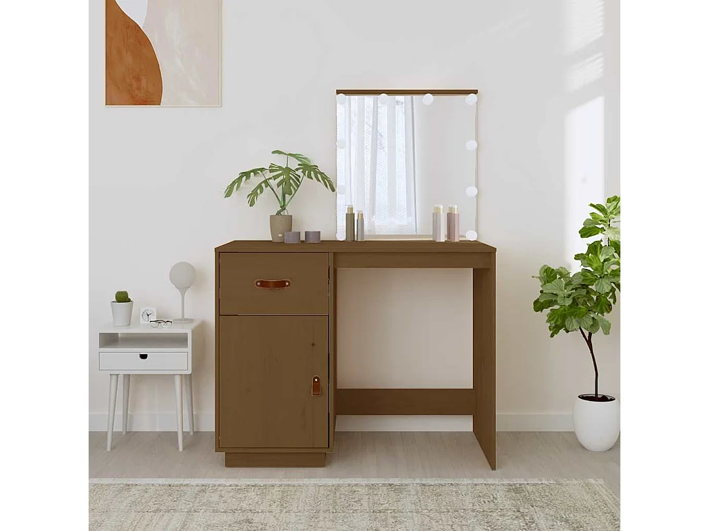 Toletta con LED Marrone miele 95x50x133,5cm Legno massello di pino