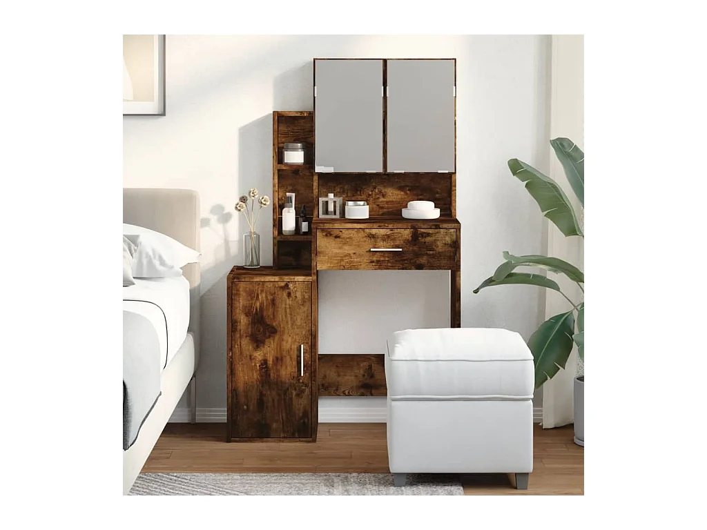 Kaptafel met gerookte eikenhouten kast 80x35x132 cm