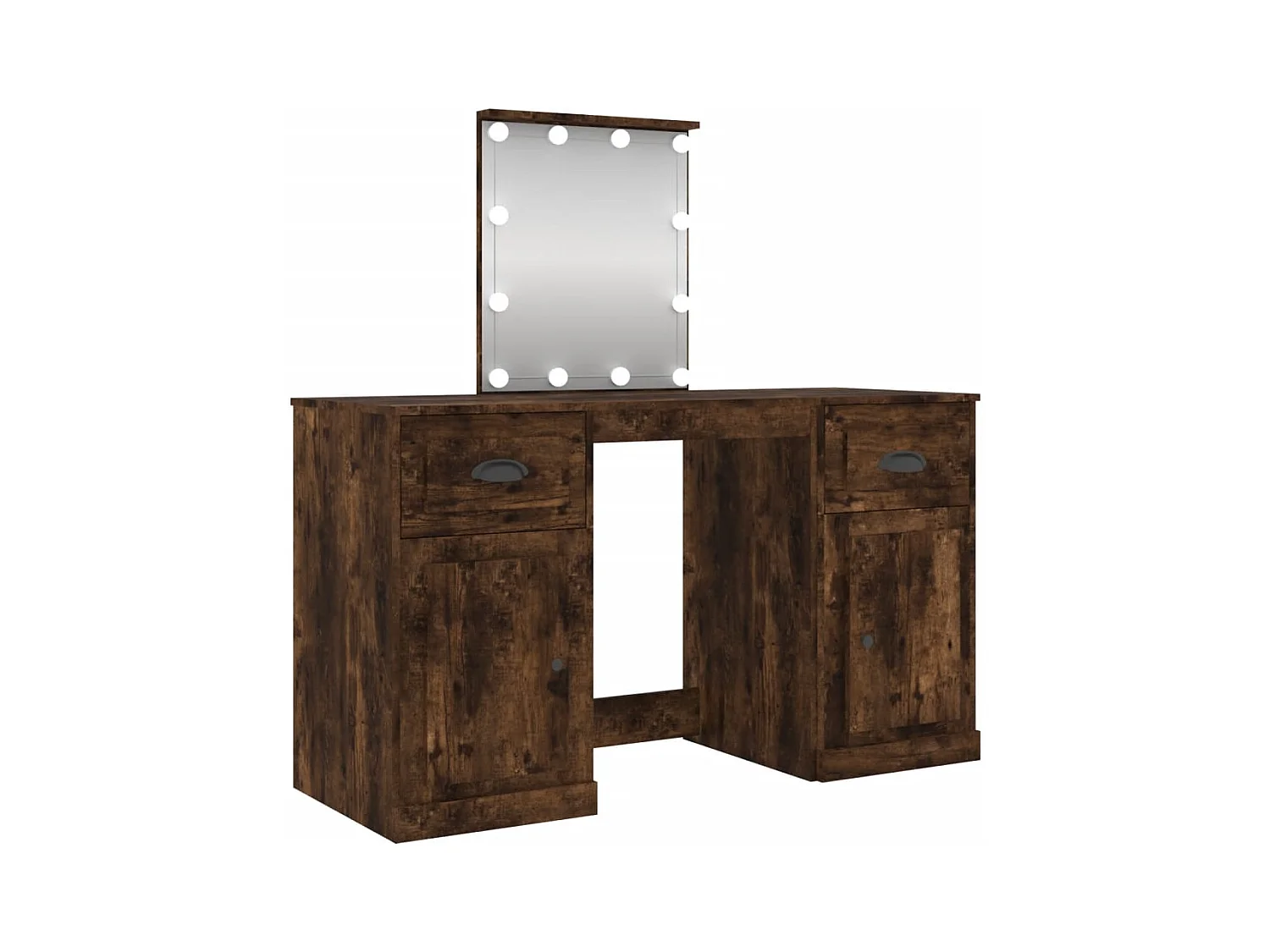 Coiffeuse avec LED chêne fumé 130x50x132,5 cm