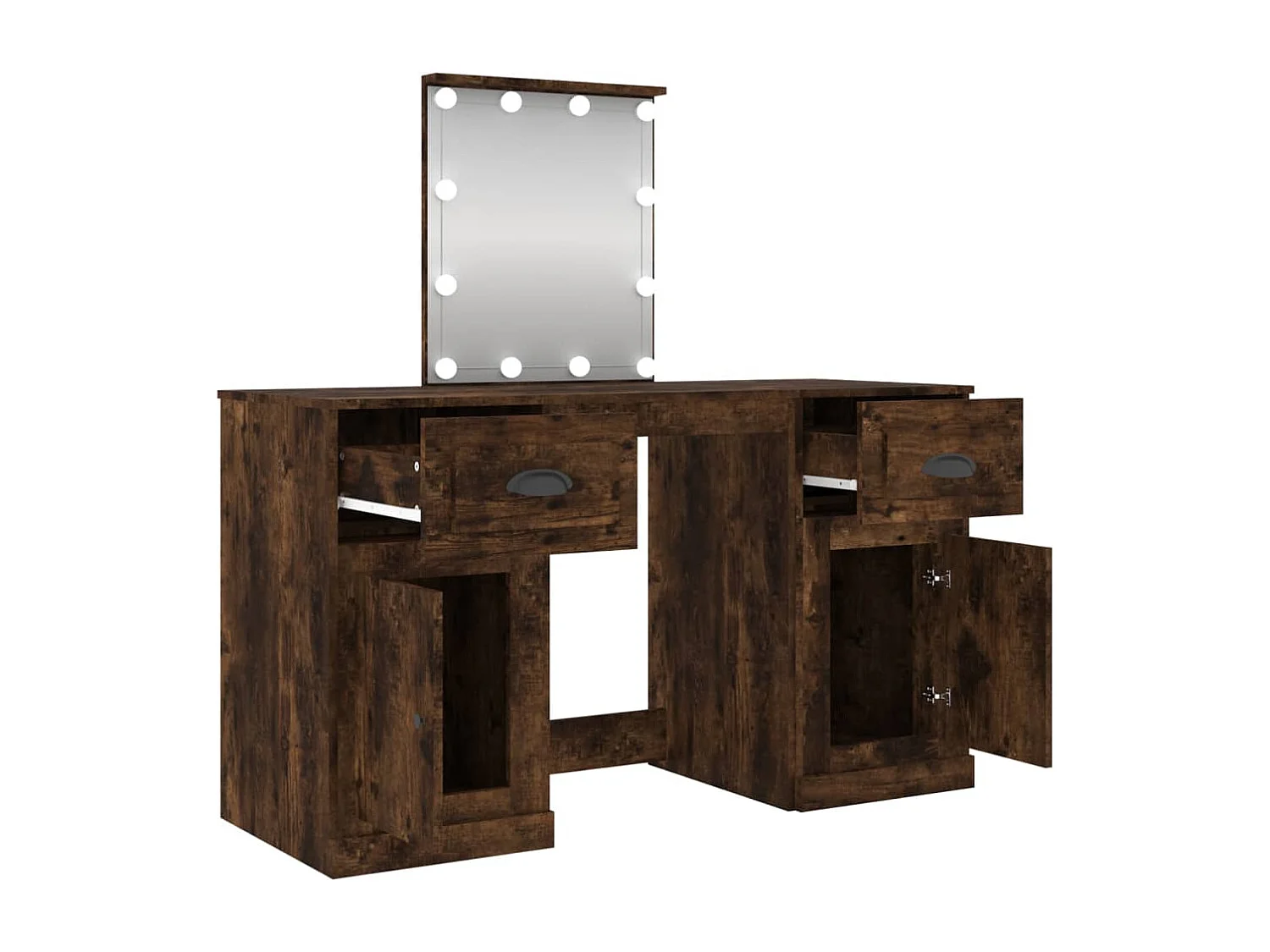 Coiffeuse avec LED chêne fumé 130x50x132,5 cm