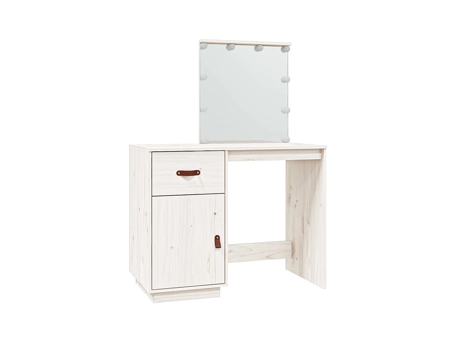 Kaptafel met LED Wit 95x50x133,5 cm Massief grenenhout