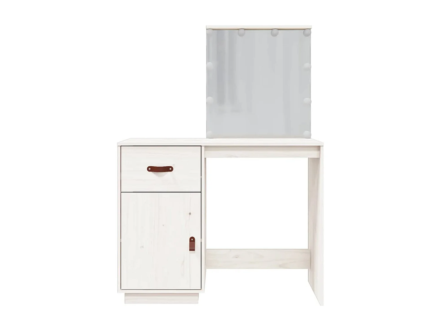 Kaptafel met LED Wit 95x50x133,5 cm Massief grenenhout