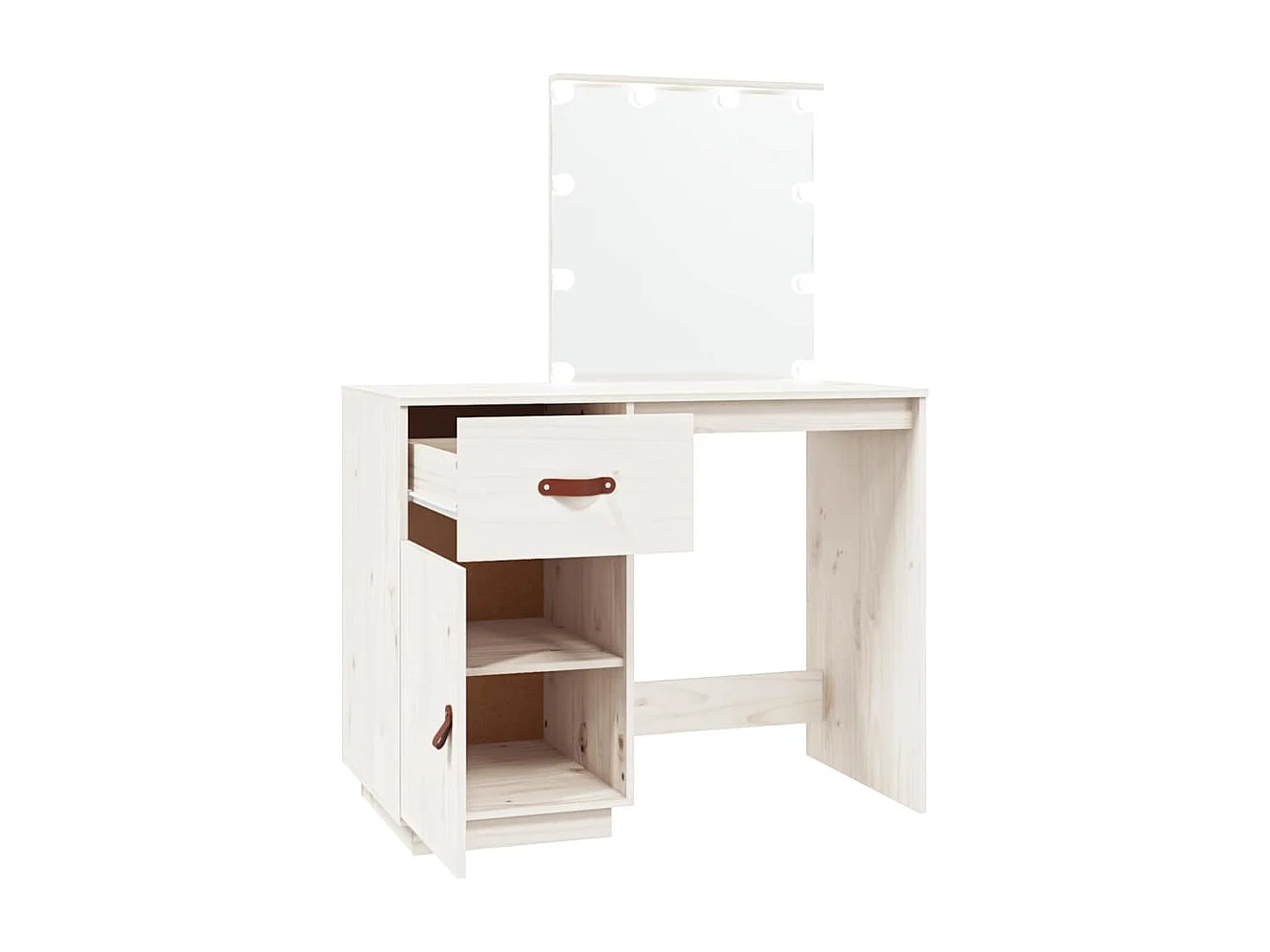 Tocador con LED Blanco 95x50x133,5 cm Madera maciza de pino