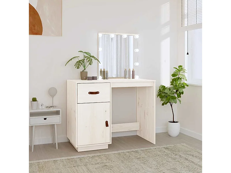 Toletta con LED Bianco 95x50x133,5 cm Legno massello di pino