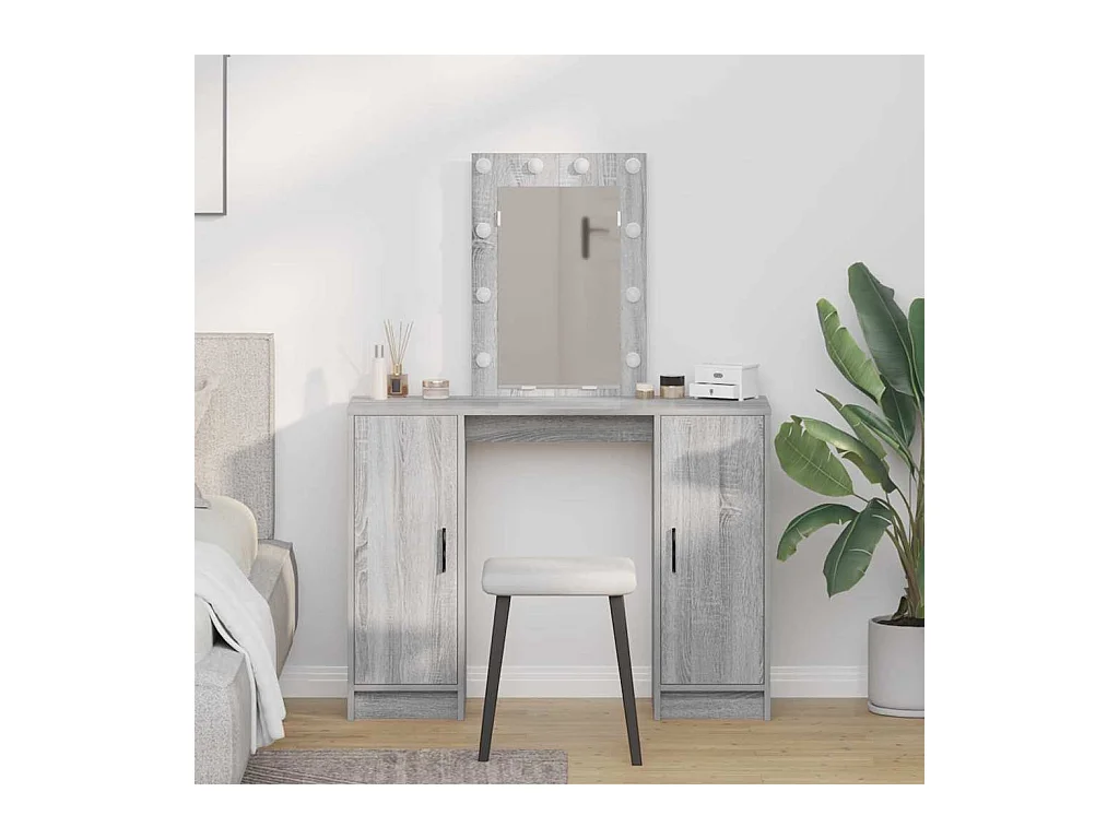 Grijze kaptafel 102 x 33 x 135 cm bewerkt hout