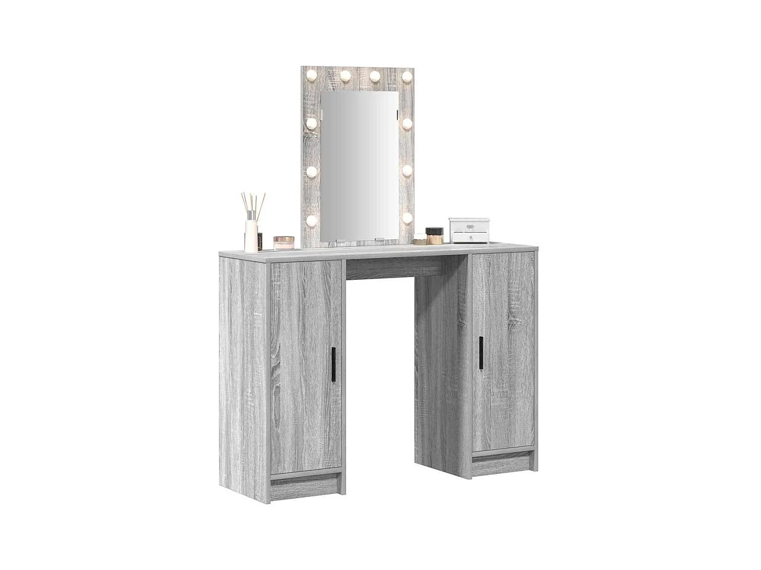 Grijze kaptafel 102 x 33 x 135 cm bewerkt hout