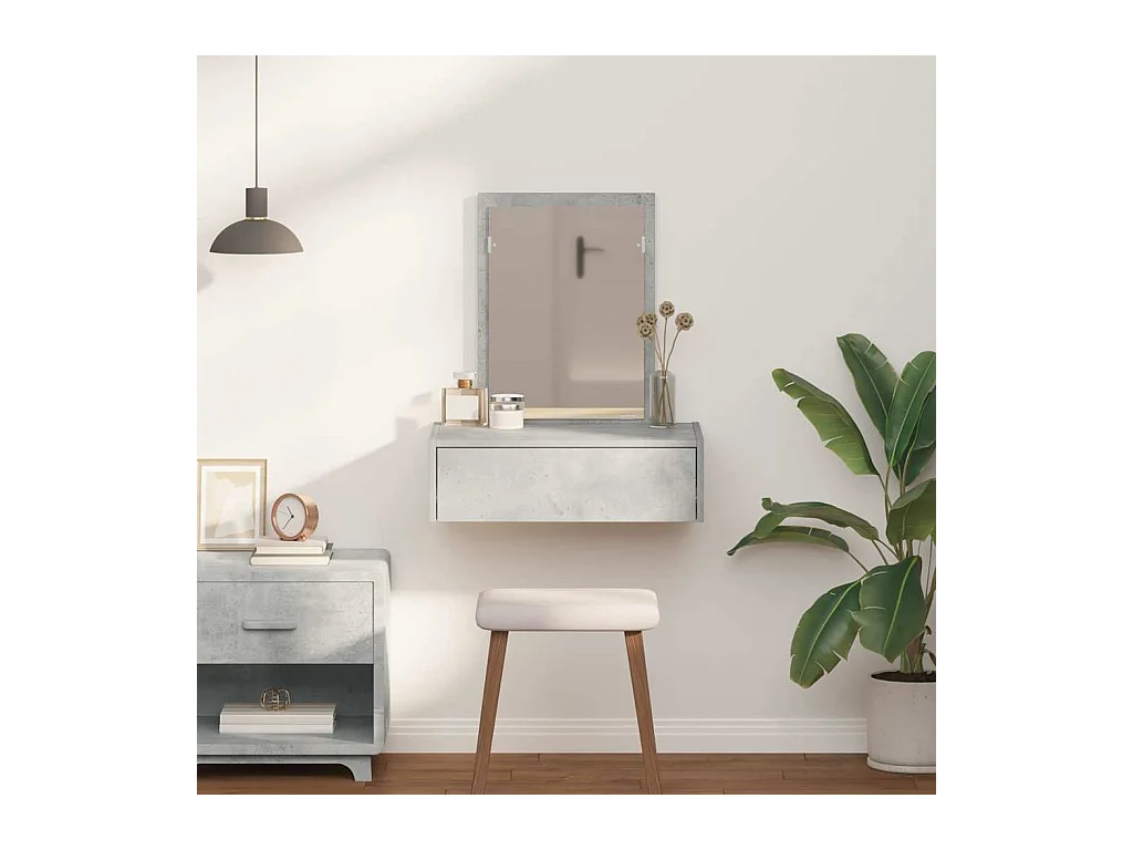 Table de Toilette Gris 60 x 40 x 70 cm Bois d'ingénierie