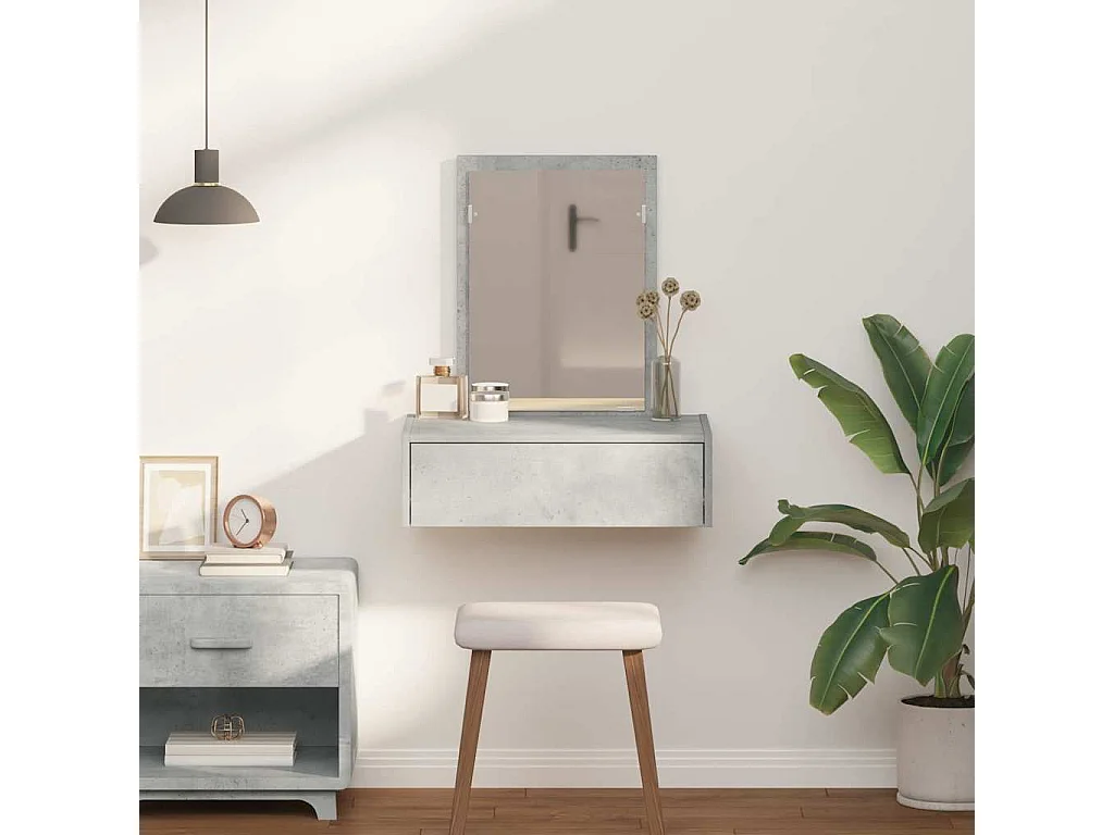 Table de Toilette Gris 60 x 40 x 70 cm Bois d'ingénierie