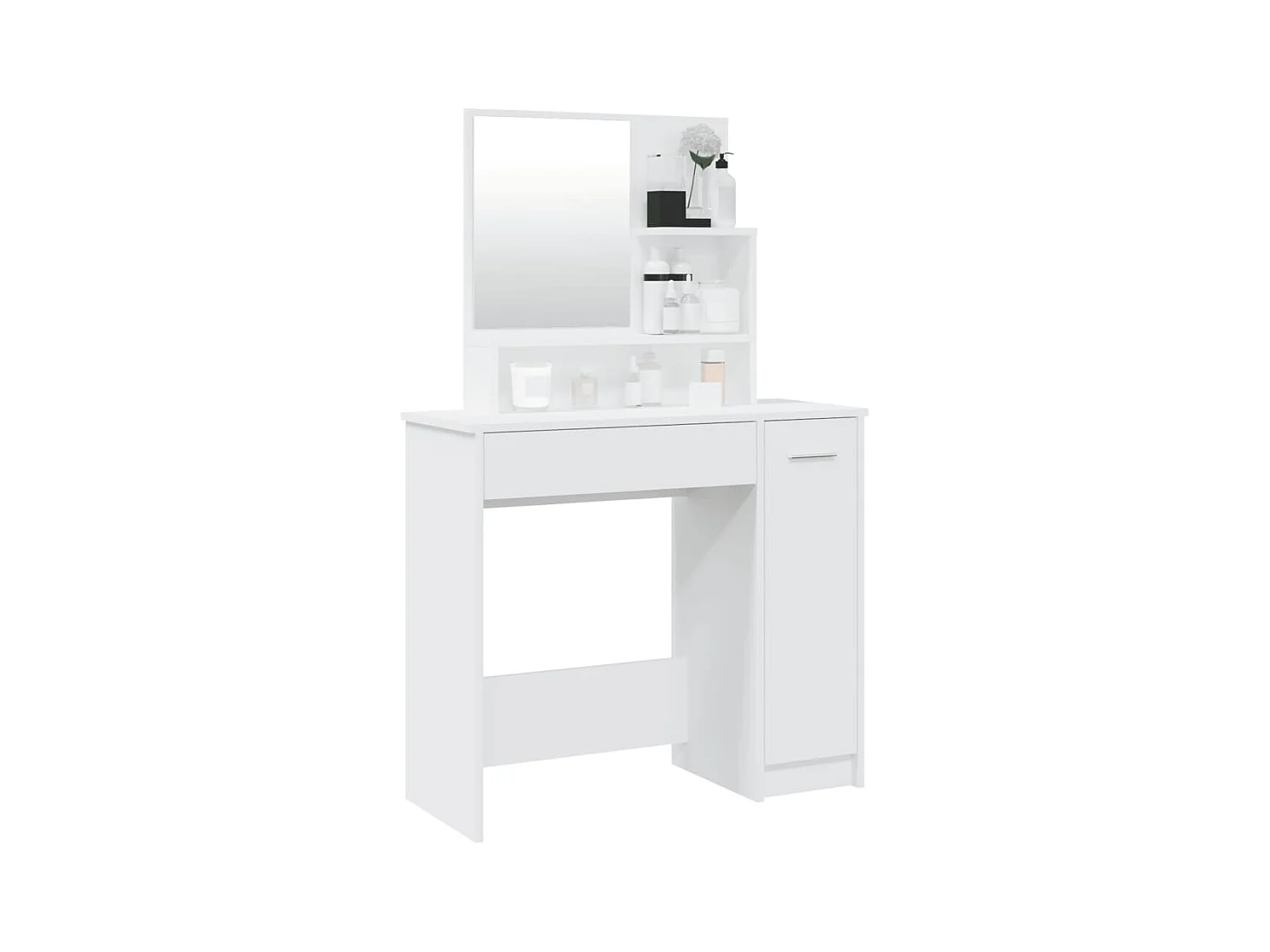 Tocador con espejo blanco 86,5x35x136 cm