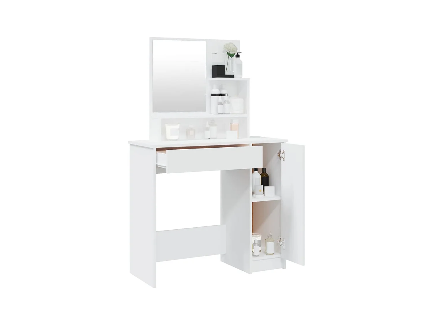 Tocador con espejo blanco 86,5x35x136 cm