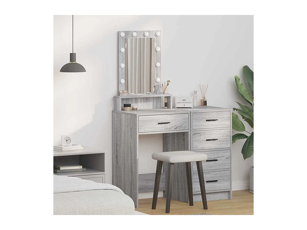 Grijze kaptafel 50 x 41 x 140 cm bewerkt hout