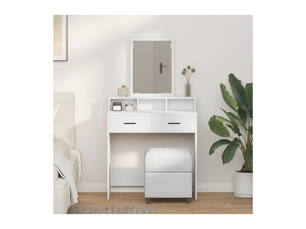 Coiffeuse avec tiroir Blanc 79 x 41 x 140 cm Bois d'ingénierie
