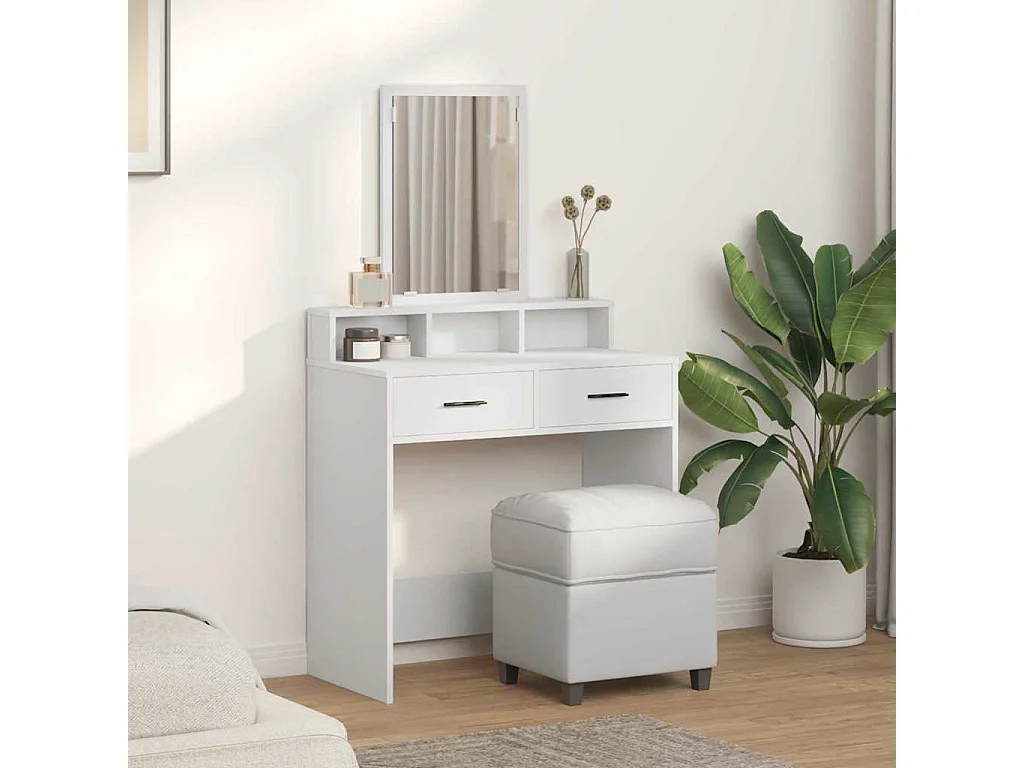 Coiffeuse avec tiroir Blanc 79 x 41 x 140 cm Bois d'ingénierie