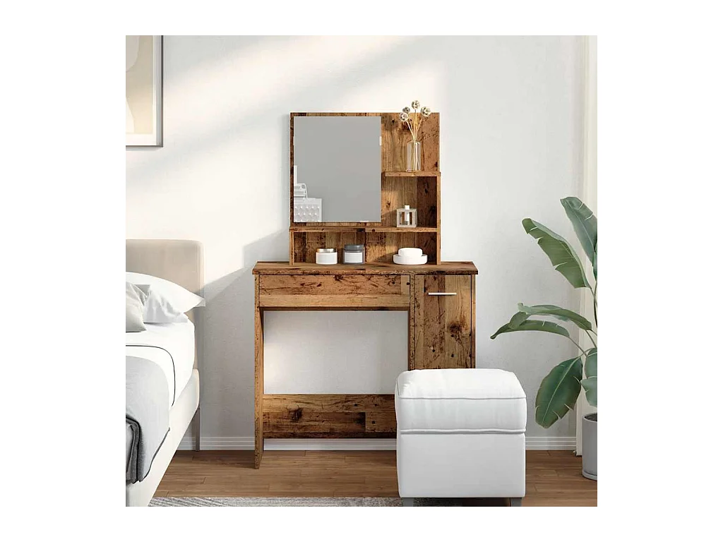 Coiffeuse avec miroir vieux bois 86,5x35x136 cm