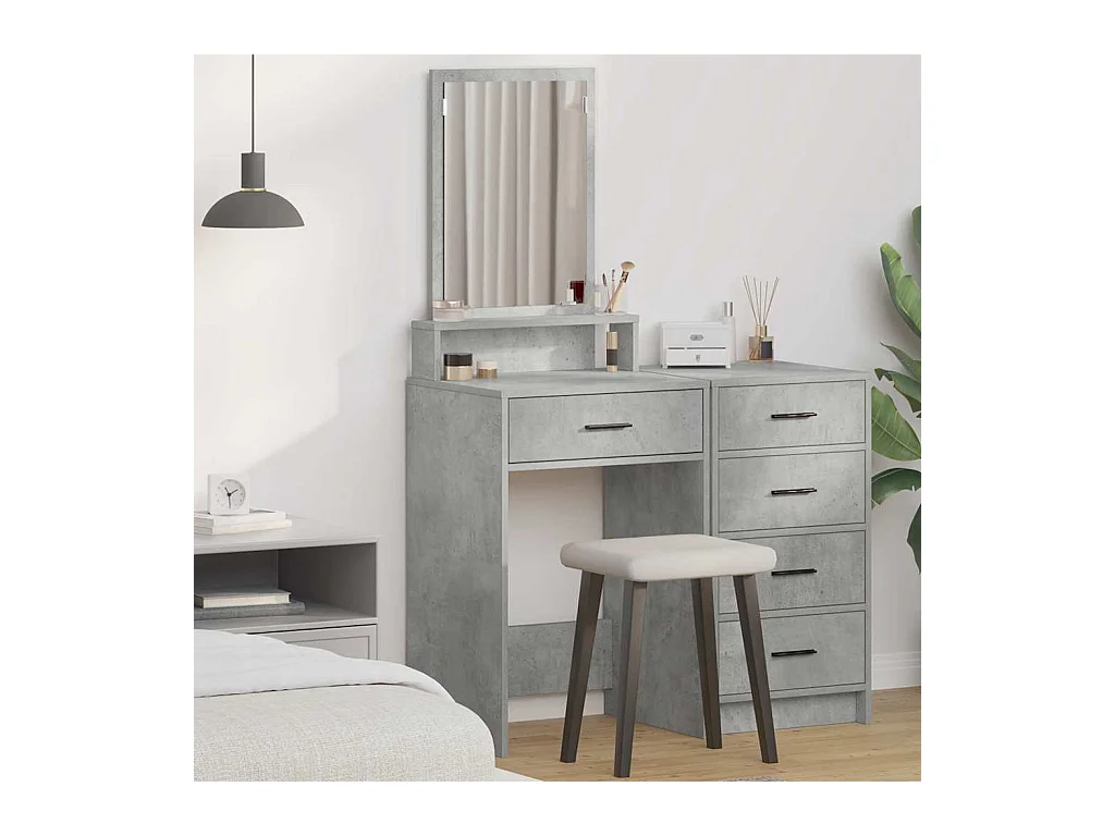 Tavolo da toeletta grigio cemento 50 x 41 x 140 cm in legno ingegnerizzato