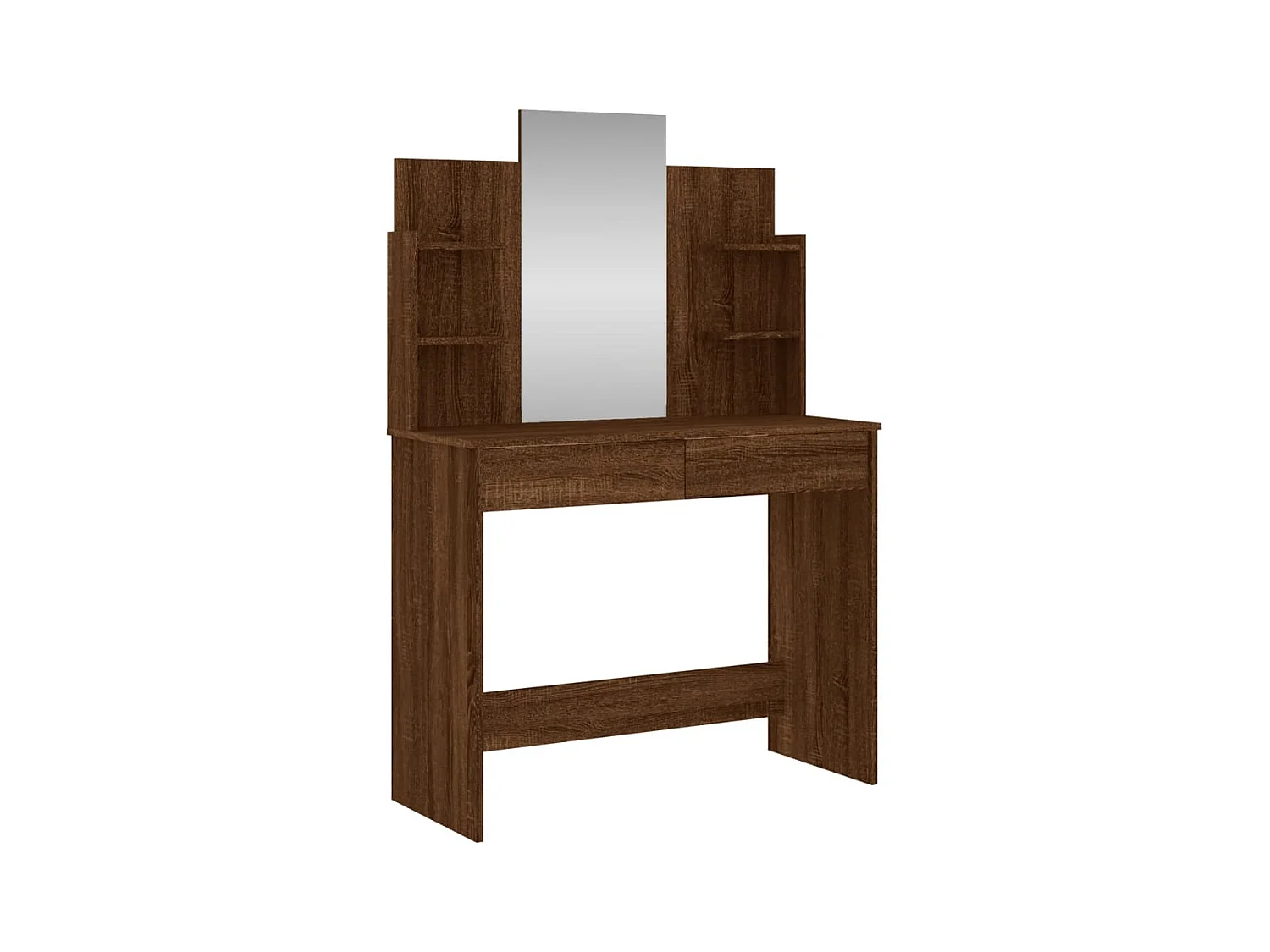 Tocador con espejo, roble marrón, 96x39x142 cm