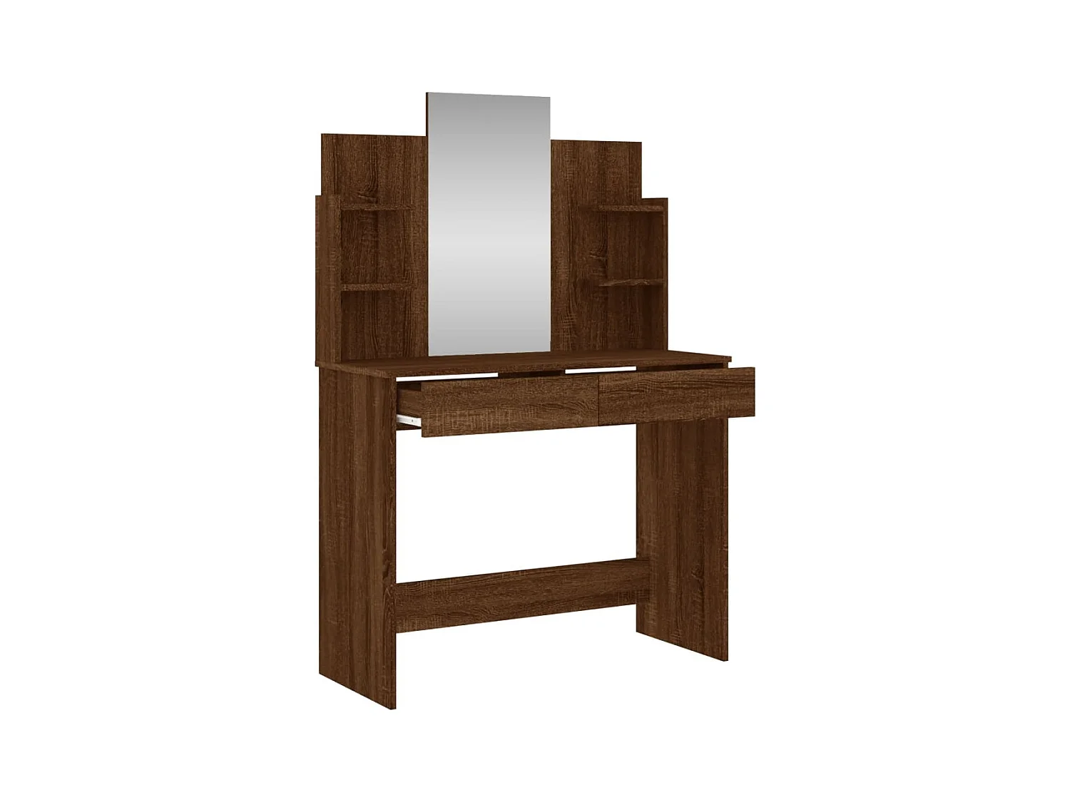 Tocador con espejo, roble marrón, 96x39x142 cm