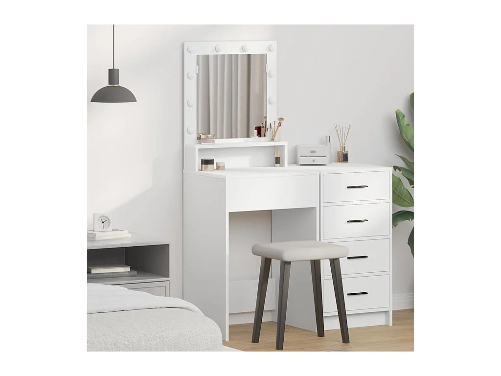 Coiffeuse avec étagère Blanc 50 x 41 x 135 cm Bois d'ingénierie