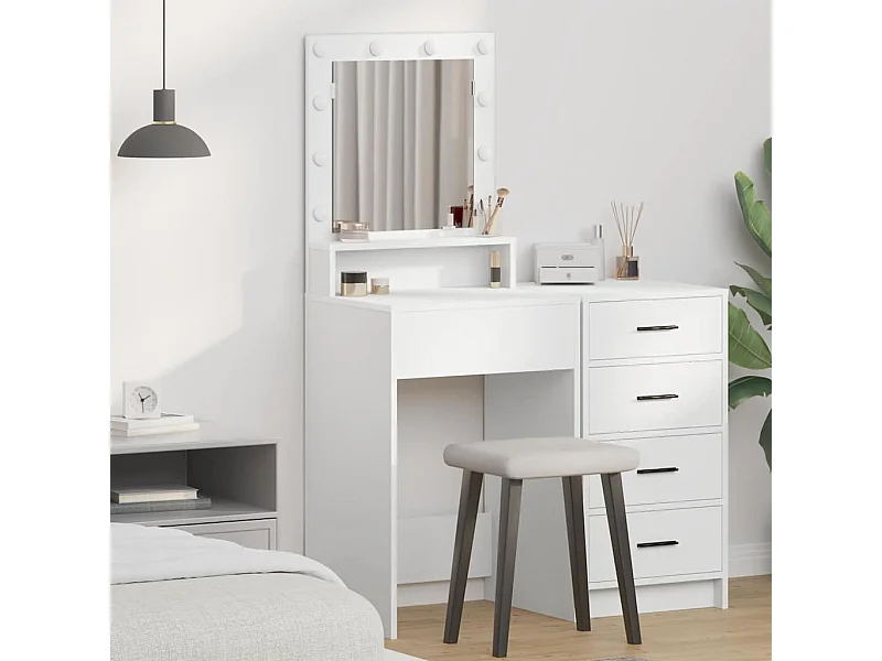 Toletta con ripiano Bianco 50 x 41 x 135 cm Legno ingegnerizzato