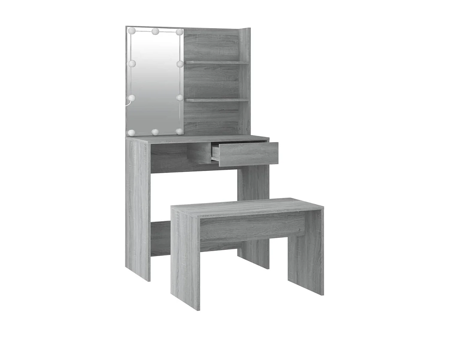 Conjunto de tocador LED de madera de ingeniería gris Sonoma