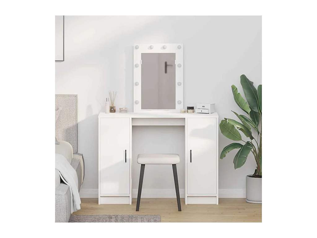 Table de Toilette Blanc 102 x 33 x 135 cm Bois d'ingénierie